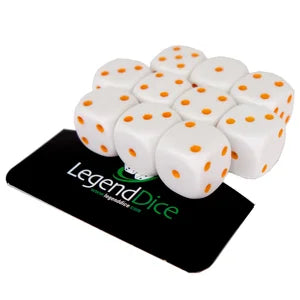 Spot Dice - 14Mm Opaque White (Orange) X10